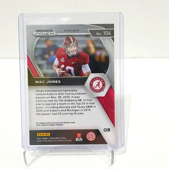 2021 Mac Jones RC - Green Prizm Draft # 104 - Picture 2 of 2